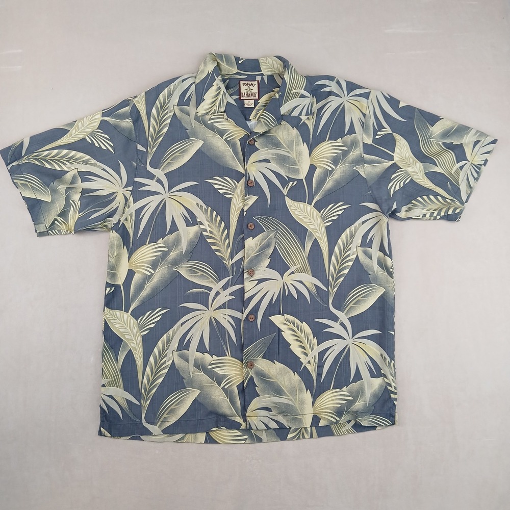 Tommy Bahama‎ Medium Mens Shirt Hawaiian Camp Floral Silk 23x29 FLAWS